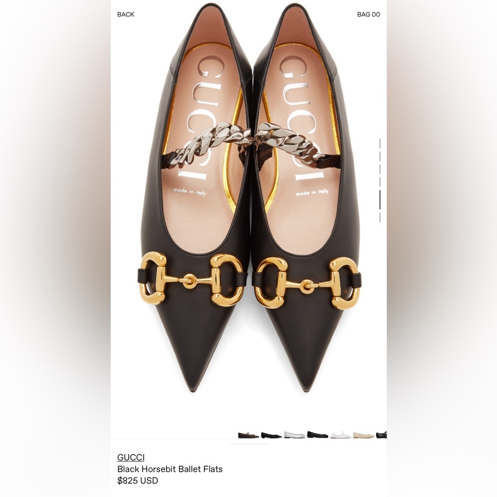 Sold😄Gucci deva pointed toes chain flats Gucci Horsebit Flat Shoes 39